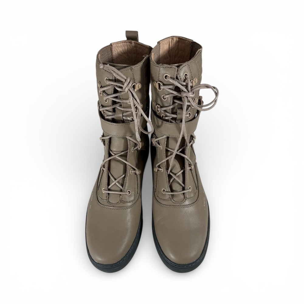 Godspeed Movement‎ Combat Boots Khaki Leather Lace Up Unisex Wm 12/Men 10/11 NIB - Picture 3 of 11